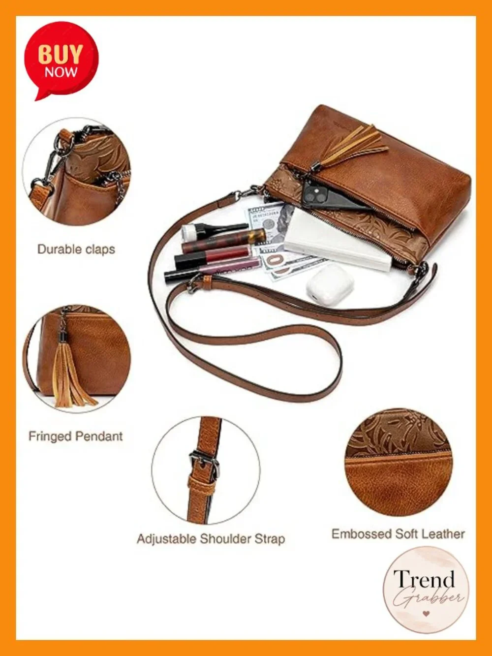 Vintage Western Crossbody Handbag Small Vegan Leather Clutch Wristlet